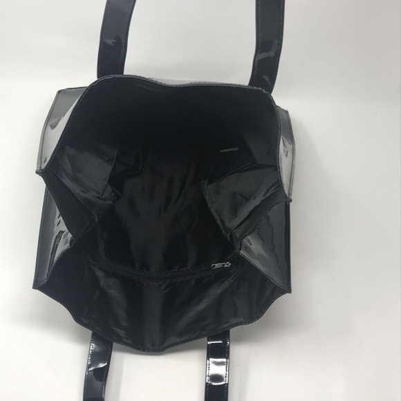 Twelve NYC Black Patent Leather Tote Handbag Purse - Picture 5 of 7